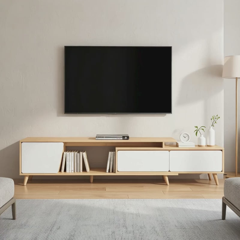 Meuble Tv Blanc Moderne - Jonas | Rangement Malin et Éxtensible
